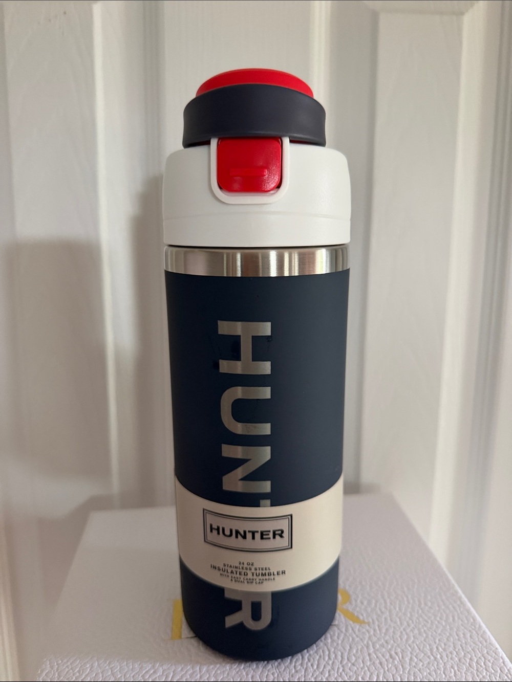 Hunter Heritage Hydration Stainless Steel Tumbler with Flip Top Lid in Blue